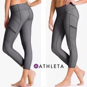 Athleta Static Drifter Capri Leggings Side Zip Leg Pockets Athleisure Size XS